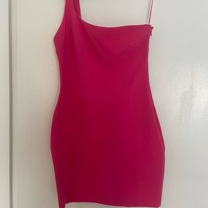 LIKELY pink one shoulder mini dress